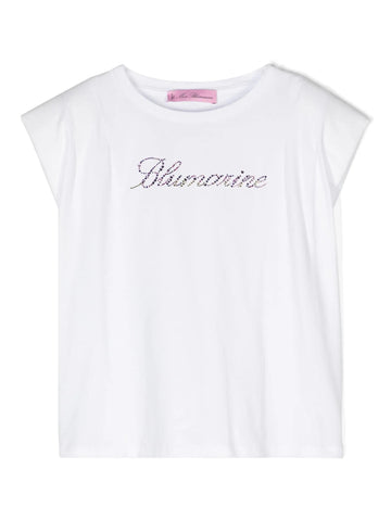 Miss Blumarine T-shirt con logo in strass