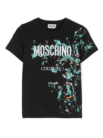 Moschino T-shirt con logo e vernice