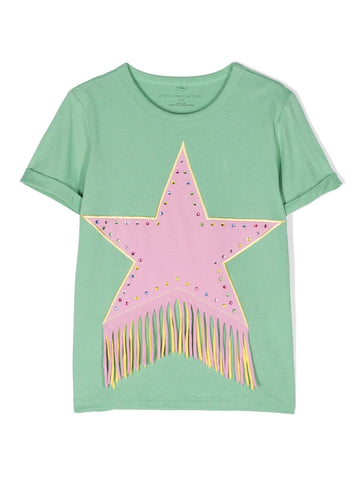 Stella McCartney T-shirt con stella sfrangiata