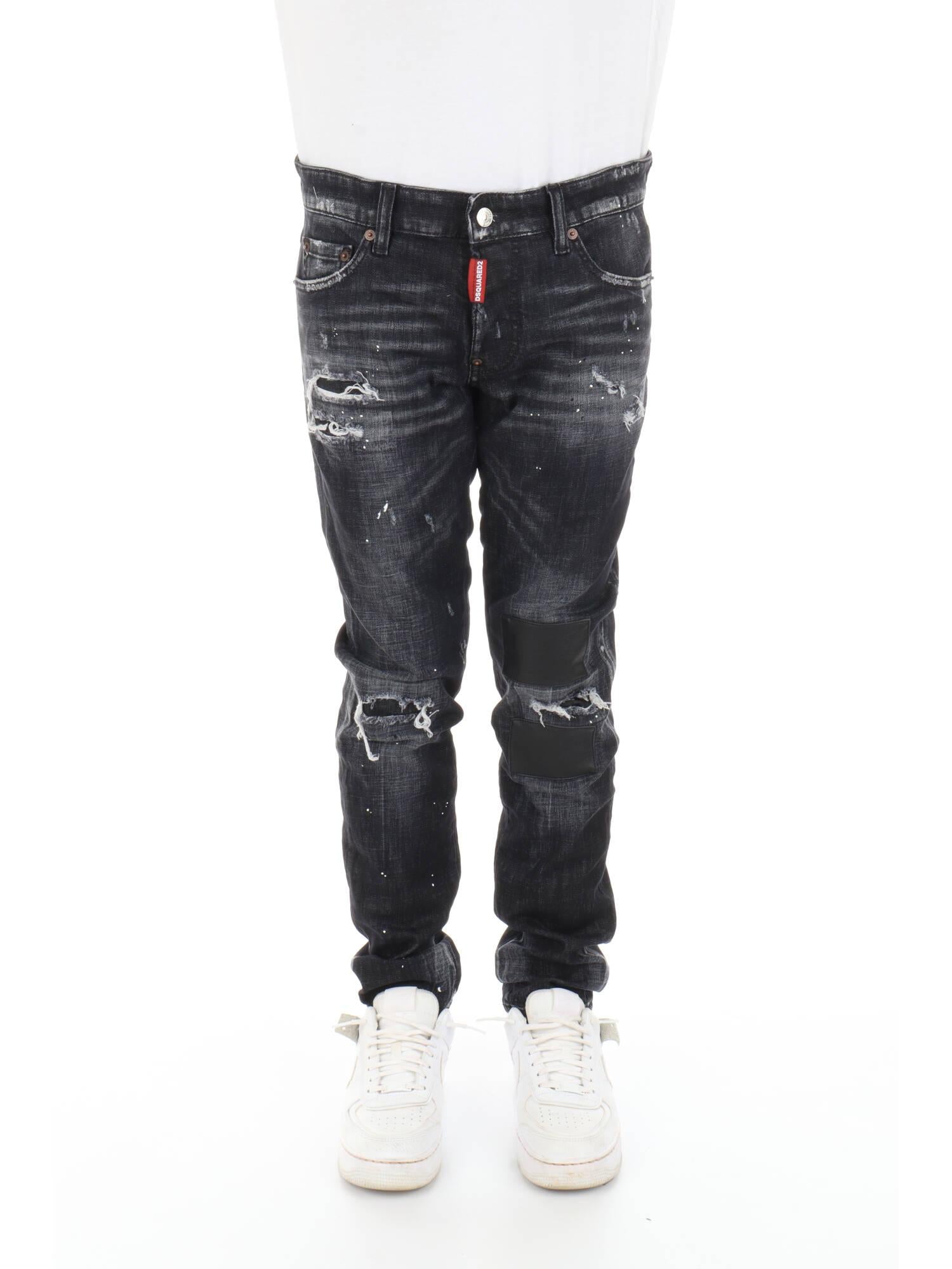 Dsquared Jeans slim con toppe in ecopelle
