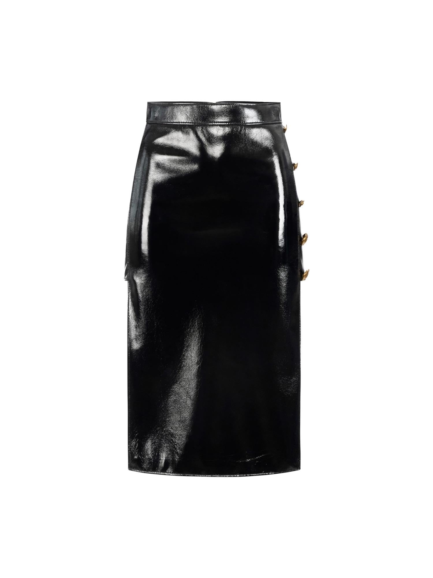 Elisabetta Franchi Gonna in vinile con bottoni gioiello