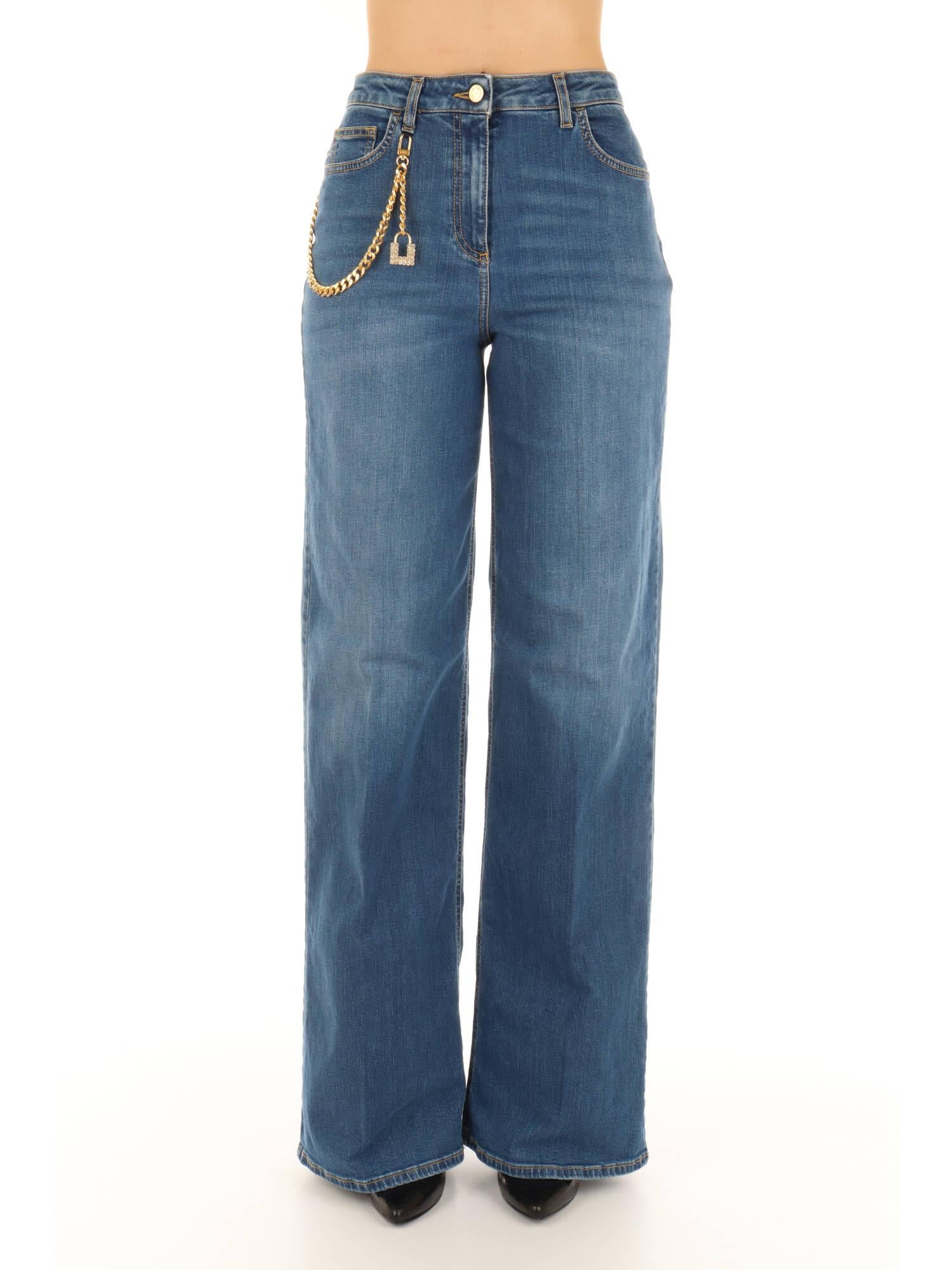 Elisabetta Franchi Jeans a palazzo con catena