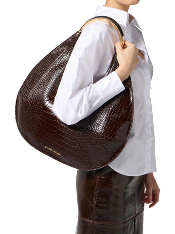 Elisabetta Franchi Borsa hobo grande con stampa cocco