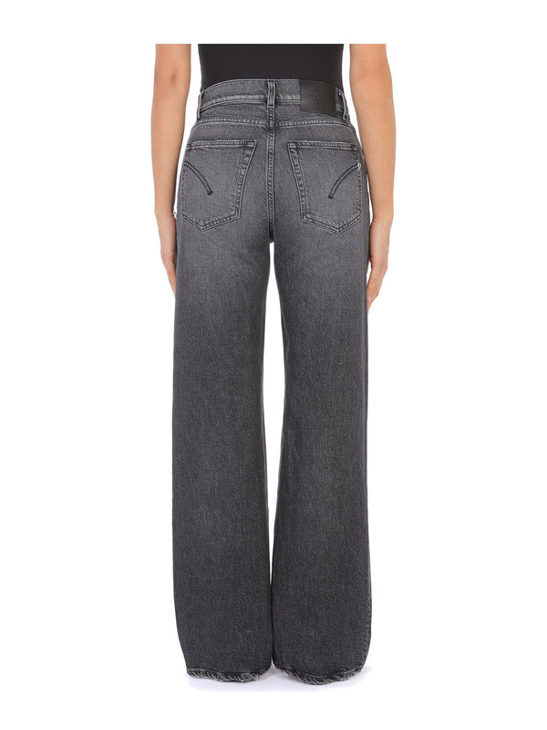 Jeans Wide Leg Amber con Cuciture a Contrasto