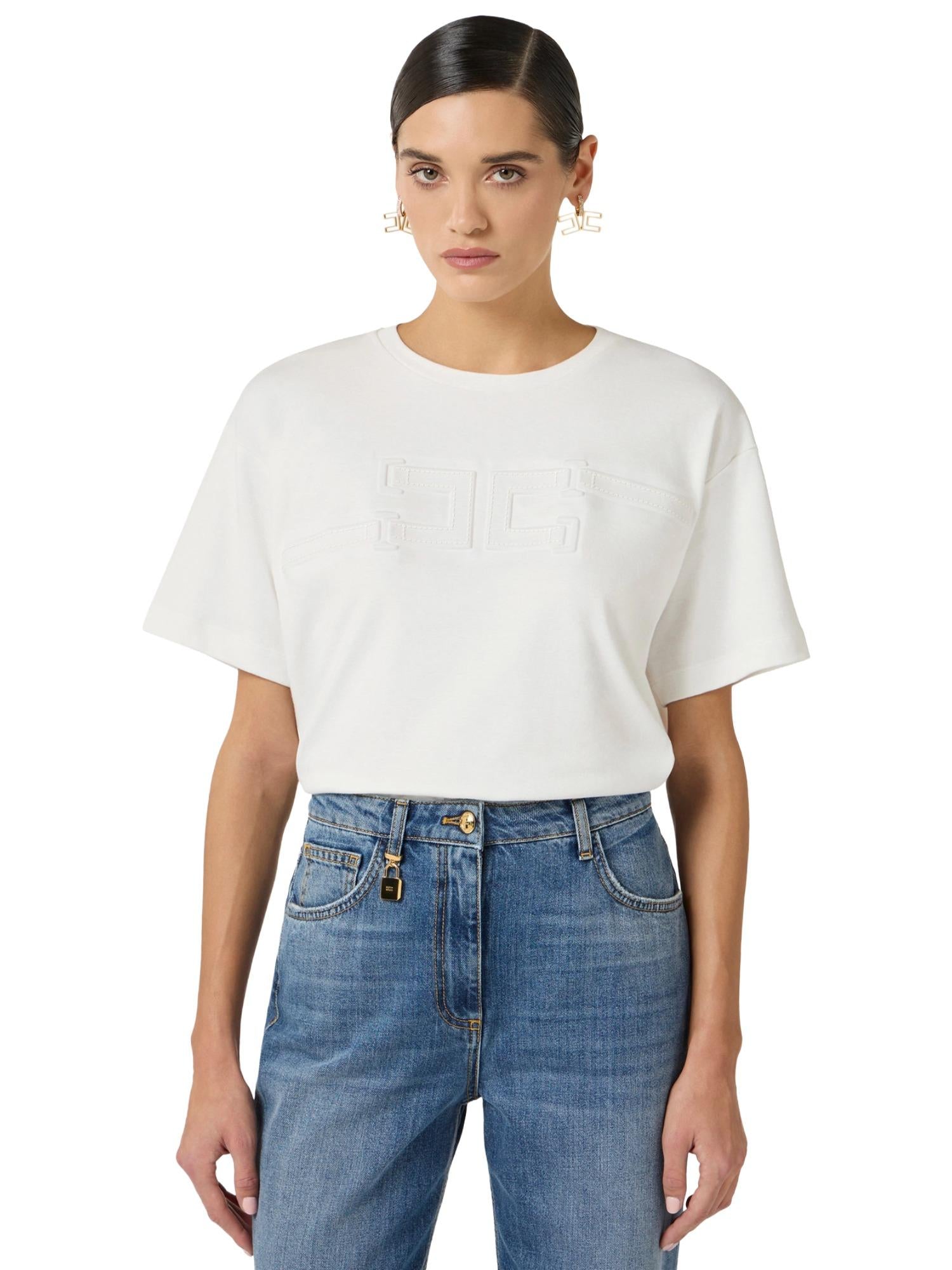 Elisabetta Franchi T-shirt con logo goffrato