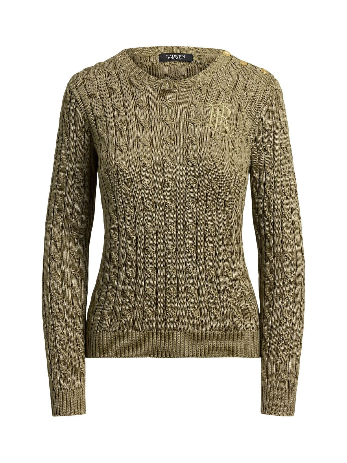 Maglione a trecce con rivestimento a bottoni