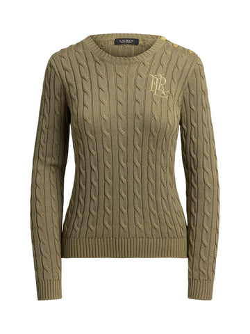 Maglione a trecce con rivestimento a bottoni