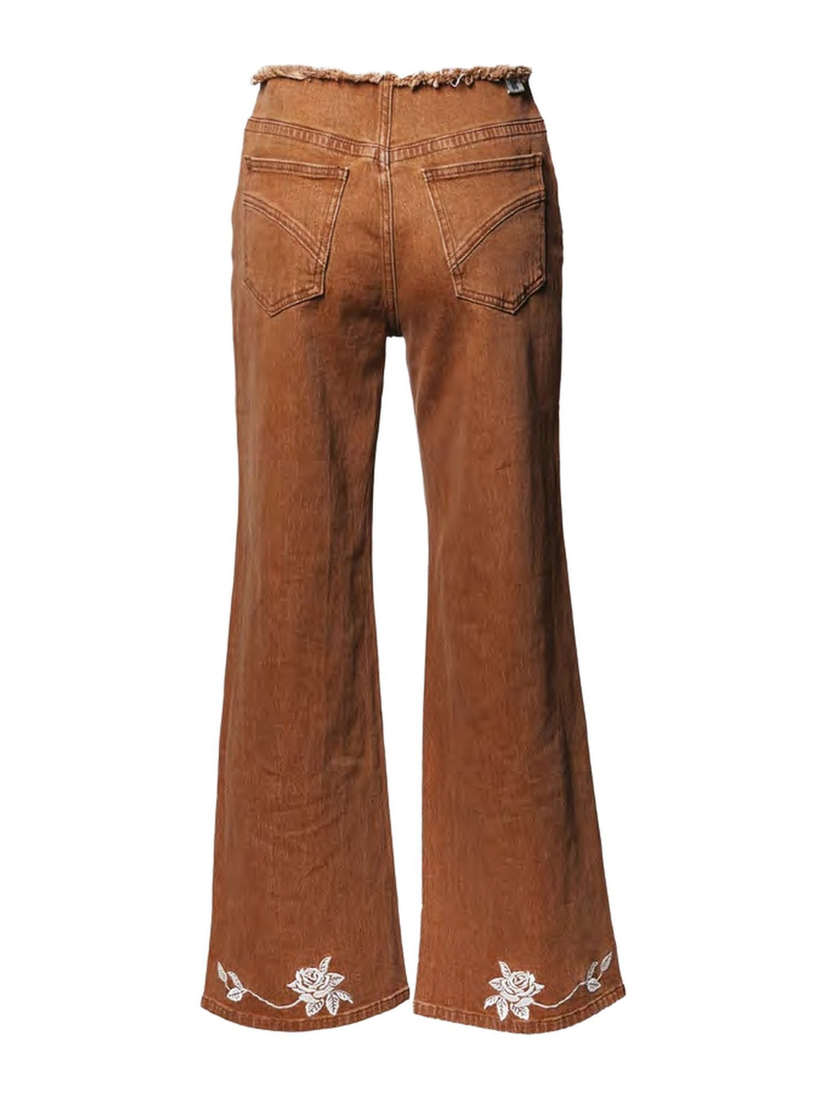 Jeans Wide Leg con Ricami Floreali