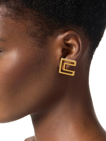 Elisabetta Franchi Orecchini con logo e strass