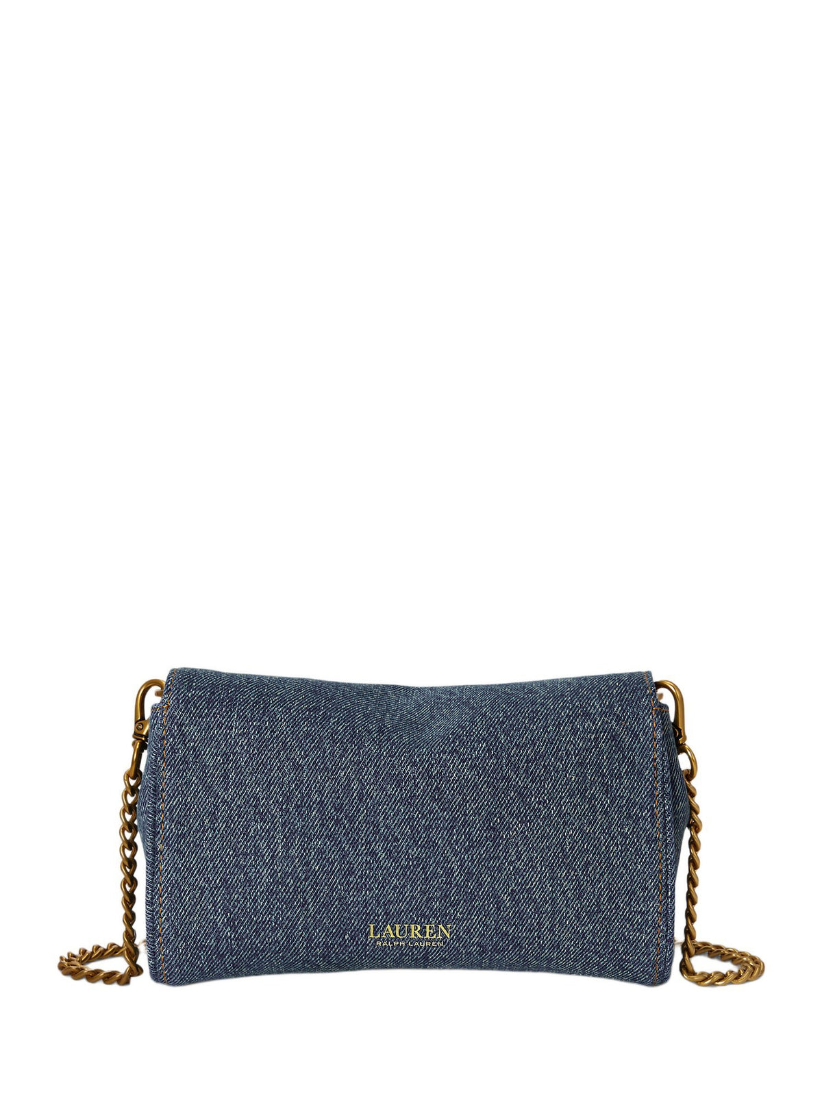Borsa a tracolla da polso in denim con chiusura a girello