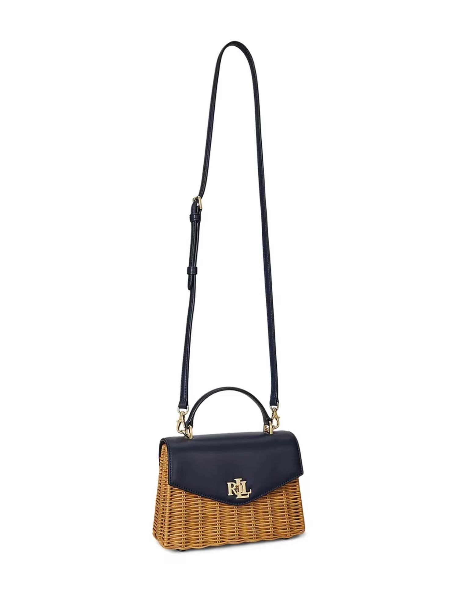 Lauren Ralph Lauren tas van leer en stro Farrah