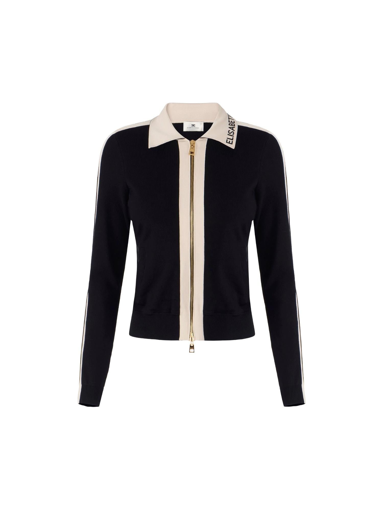 Elisabetta Franchi Giacca in maglia con bande a contrasto