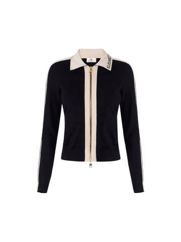 Elisabetta Franchi Giacca in maglia con bande a contrasto