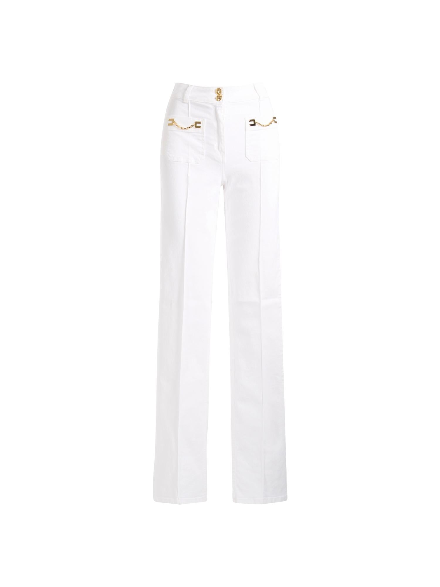 Elisabetta Franchi Jeans dritto con logo gioiello
