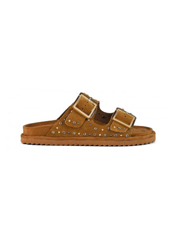 Colors of California Sandali doppia fascia in suede con strass