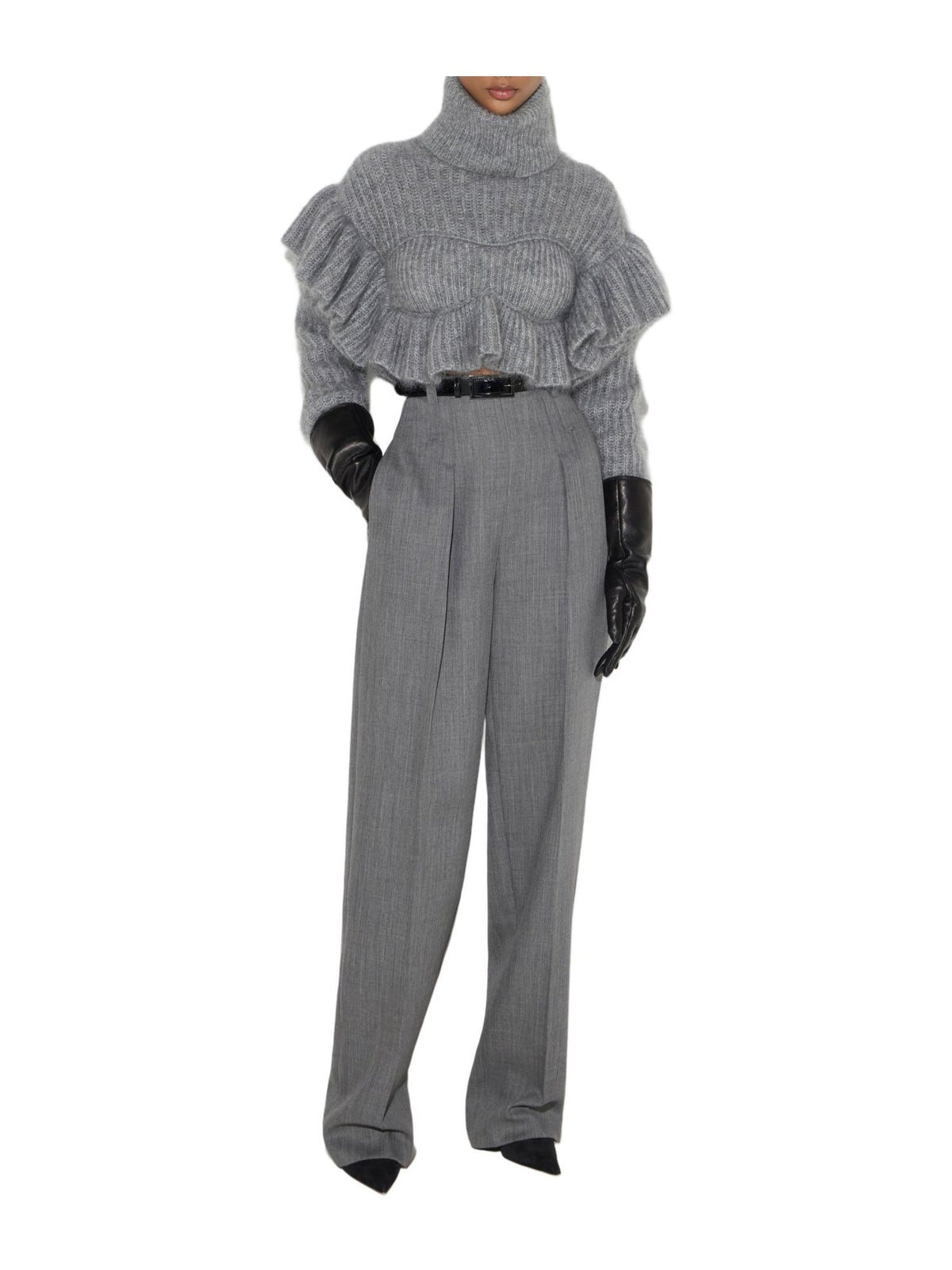 Pullover in maglia con ruches