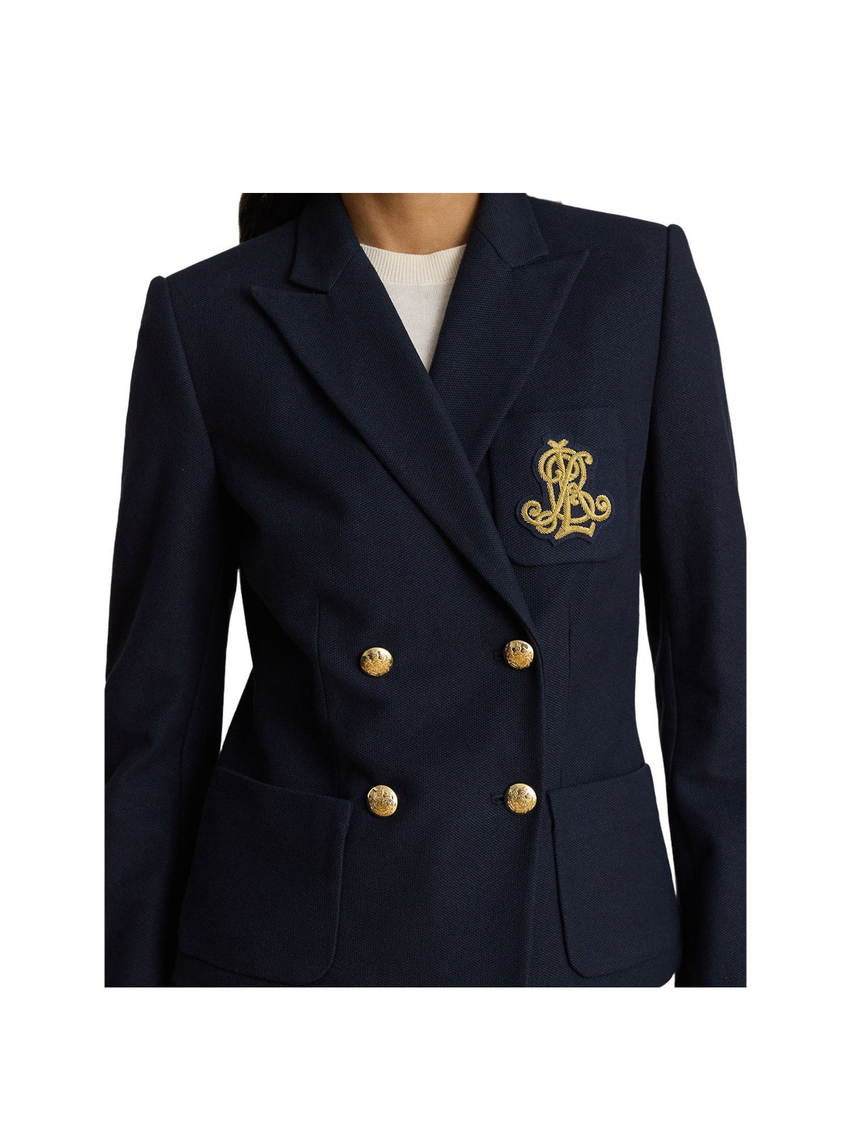Blazer doppio petto in piqué elasticizzato