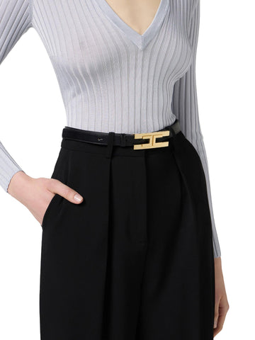 Elisabetta Franchi Cintura con doppio logo 2 cm