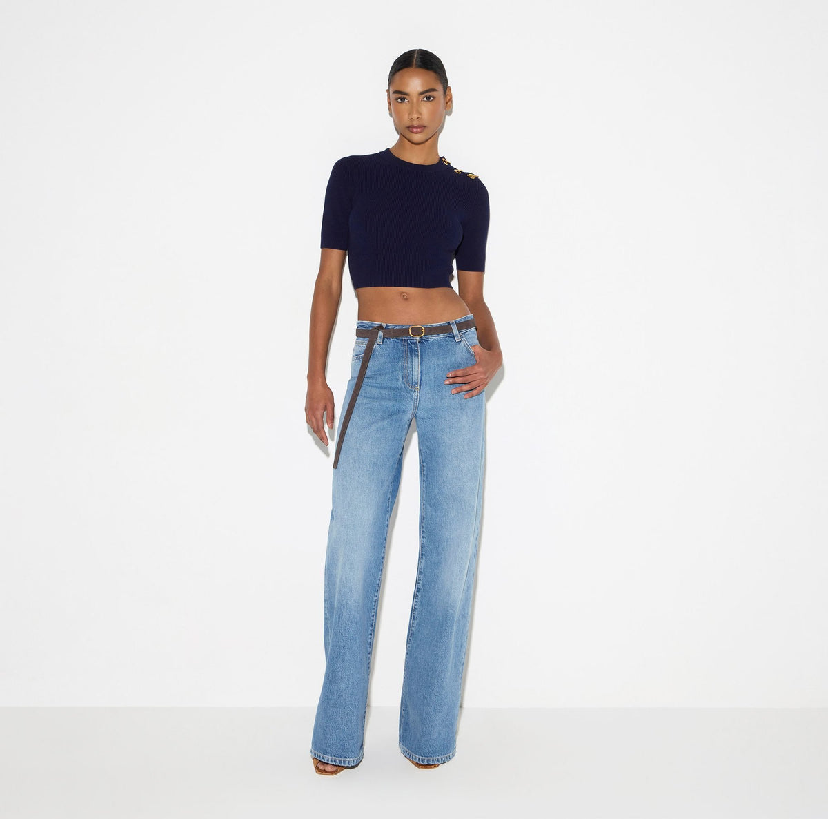 Jeans a palazzo con cintura