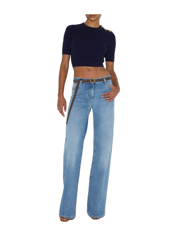 Jeans a palazzo con cintura