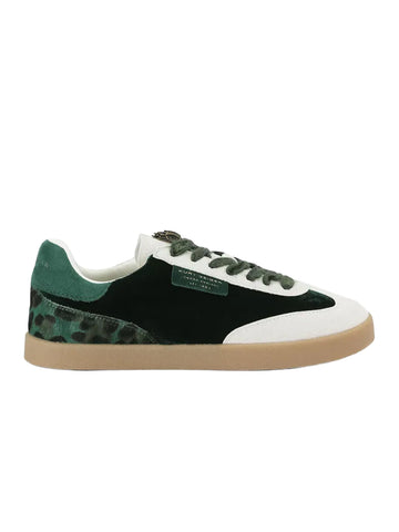 Sneaker barbican in pelle e tessuto con dettaglio animalier