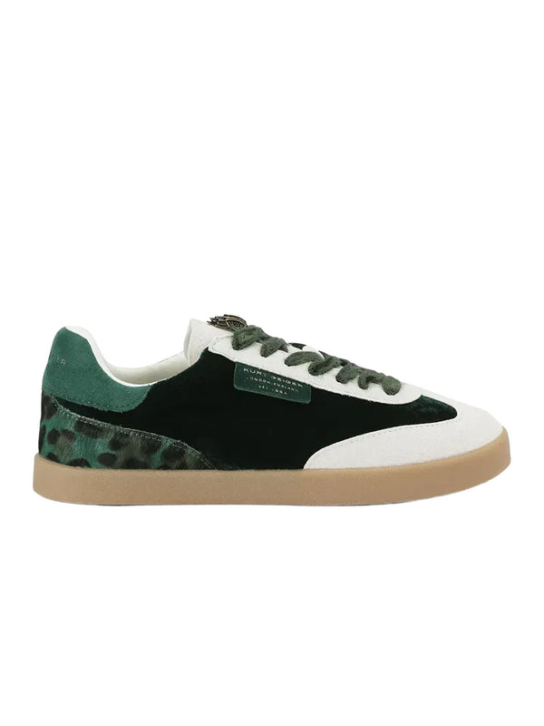 Sneaker barbican in pelle e tessuto con dettaglio animalier