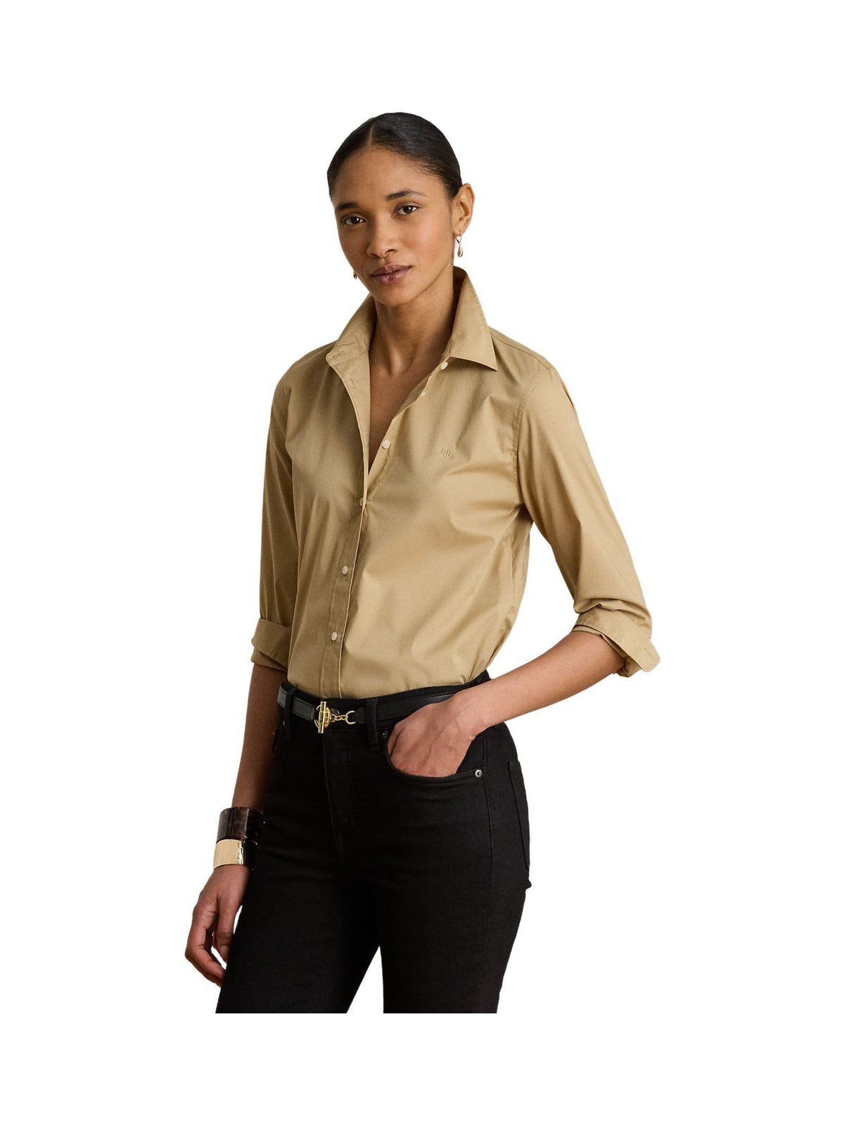 Camicia classica in misto cotone elasticizzato