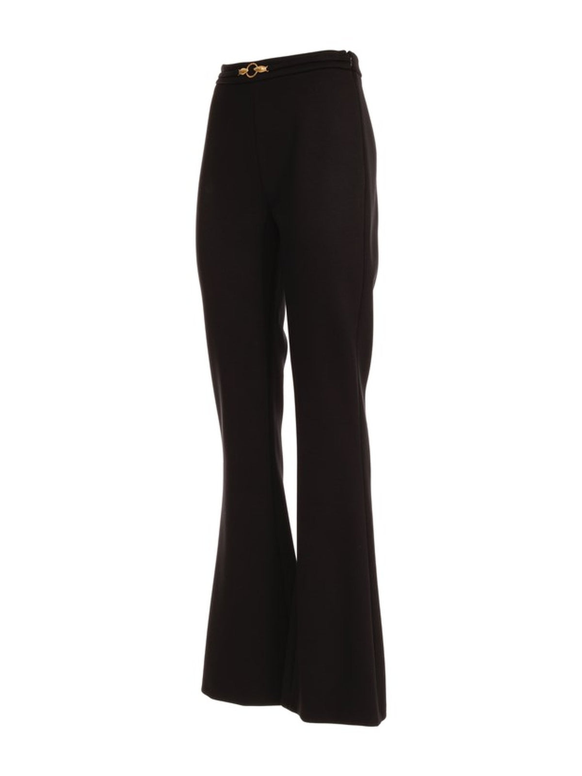 Pantalone Flare con Dettaglio Dorato in Vita