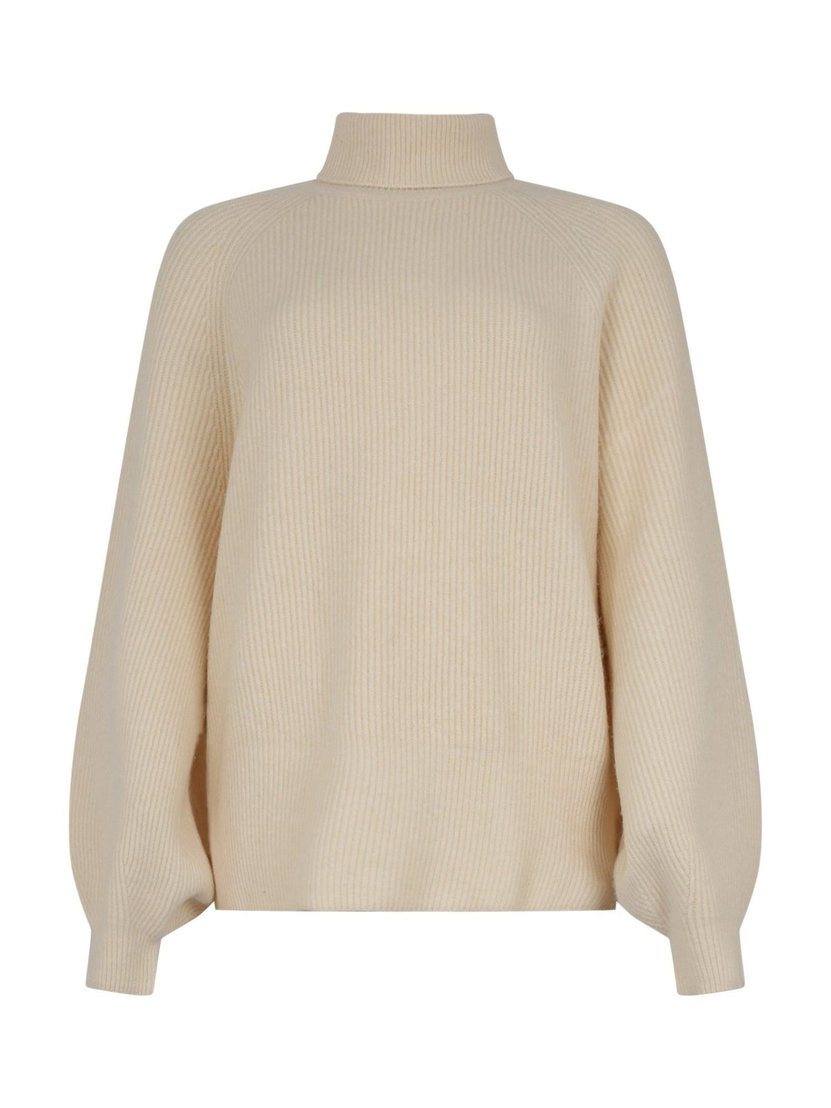 Pullover a Coste con Collo Alto