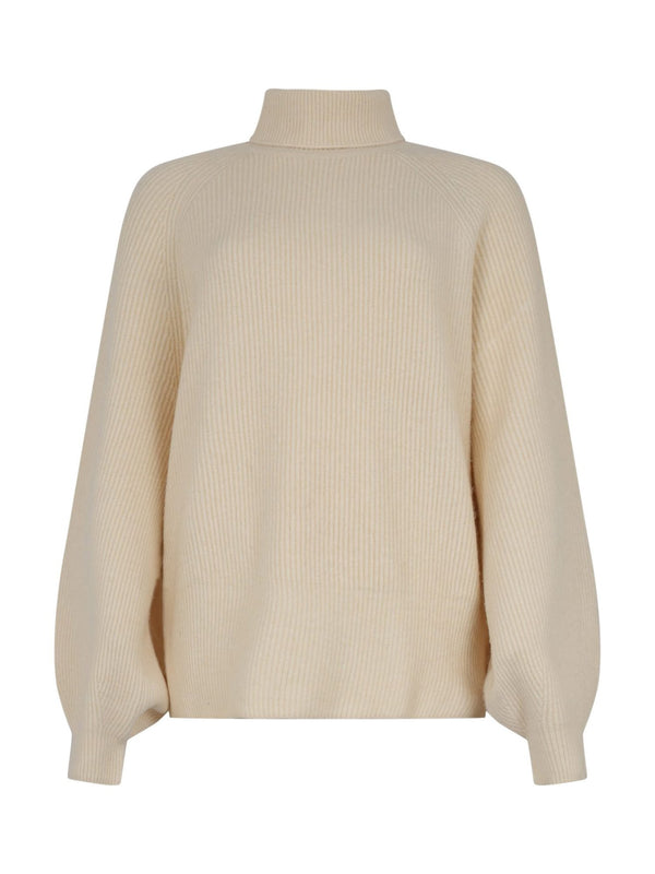 Pullover a Coste con Collo Alto