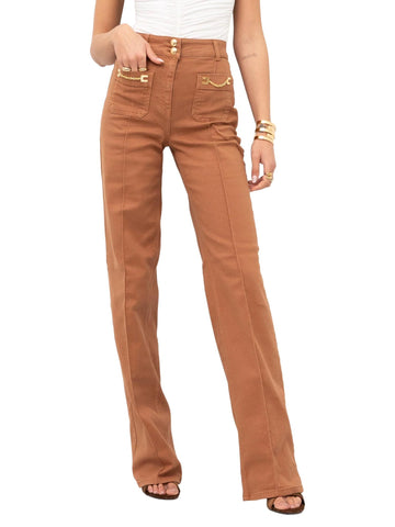 Elisabetta Franchi Jeans dritto con logo gioiello