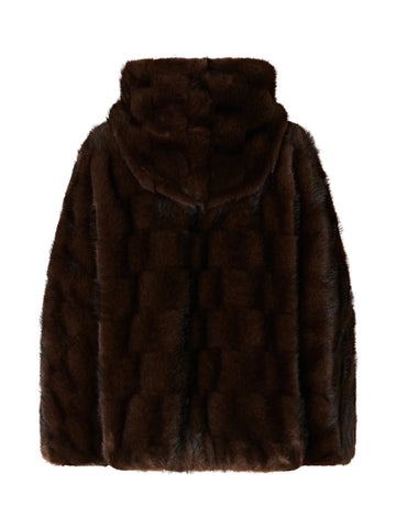 Giacca blouson effetto pelliccia con cappuccio