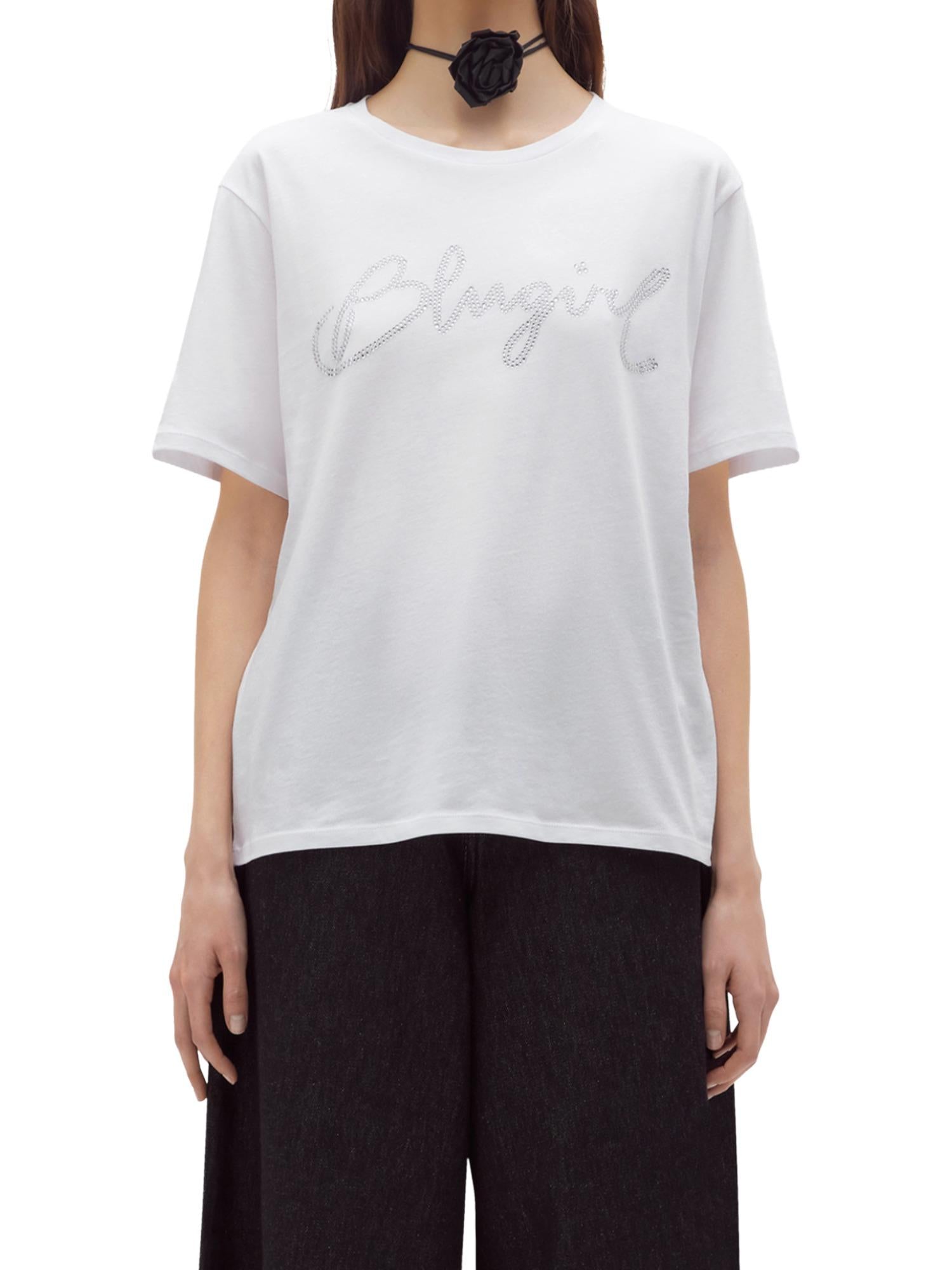 Blugirl T-shirt con logo in strass