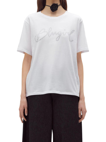Blugirl T-shirt con logo in strass