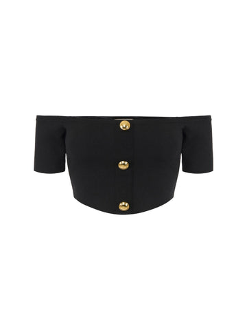 Elisabetta Franchi Top con bottoni gioiello
