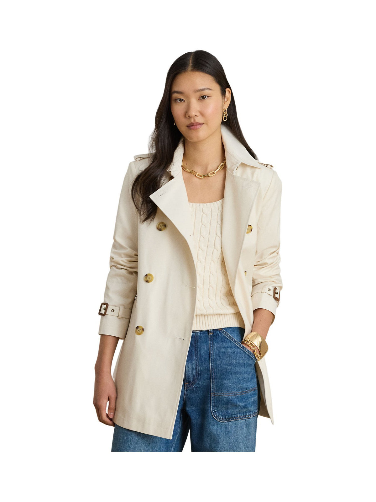 Trench doppiopetto in misto cotone