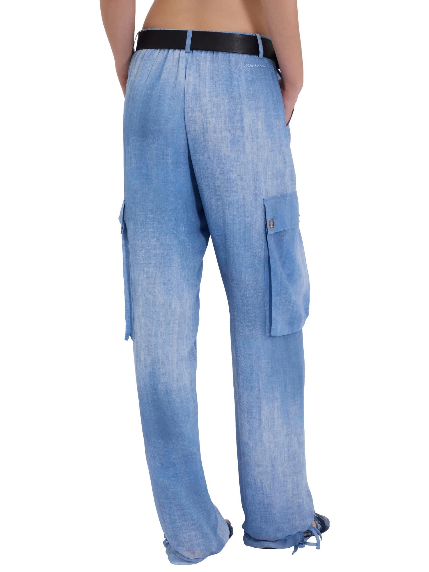 Ermanno Firenze Pantalone cargo con stampa denim
