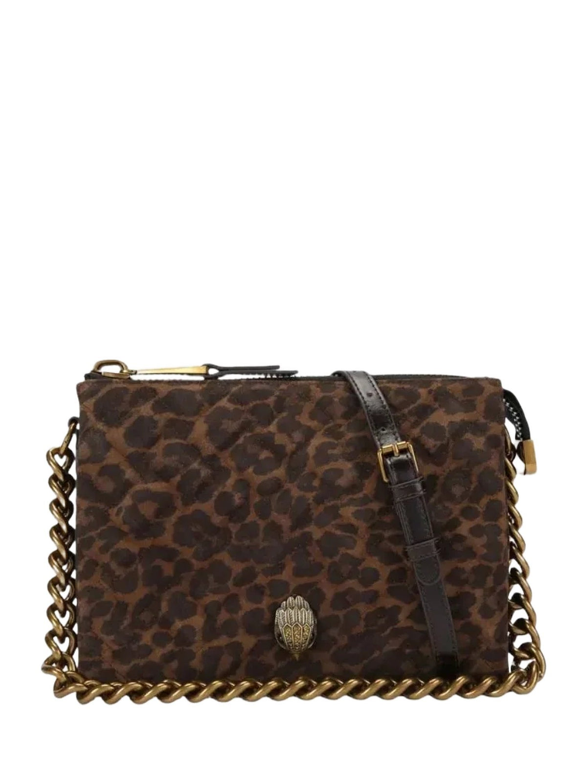 Borsa a tracolla kensington 3 pouch in pelle con stampa leopardata