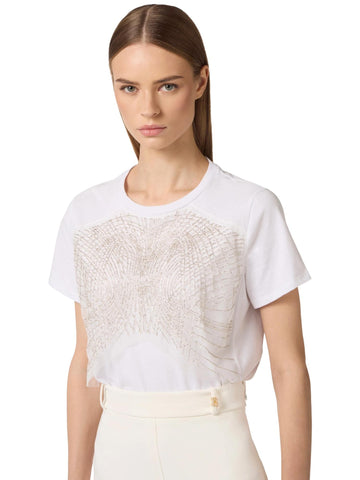 Elisabetta Franchi T-shirt con cristalli ricamati
