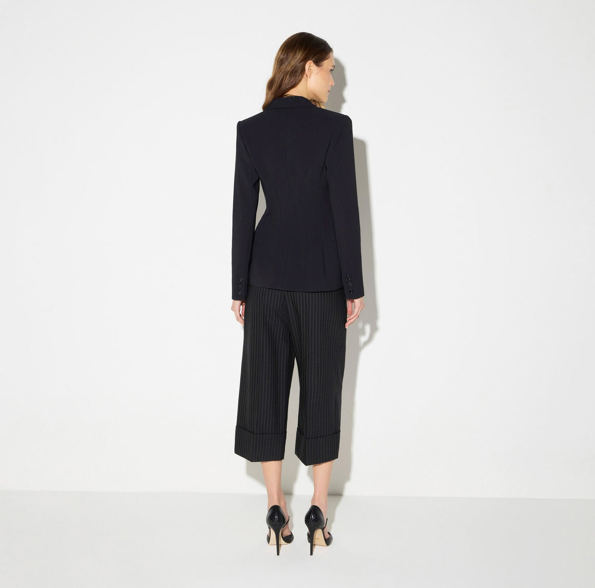 Pantaloni in fresco lana gessato