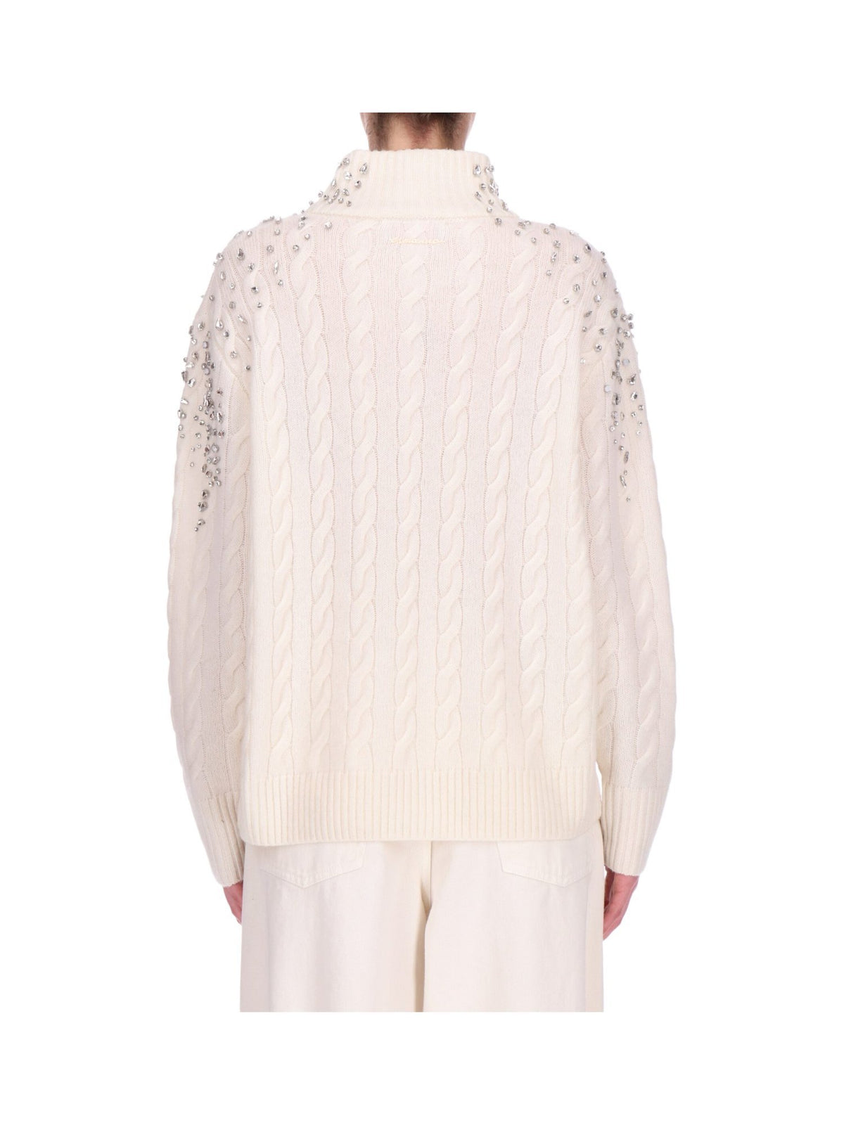 Dolcevita a Trecce in Misto Cashmere con Cristalli