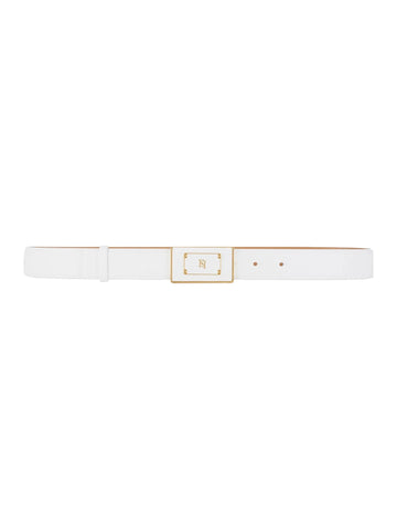 Elisabetta Franchi Cintura in pelle con placca logo 3 cm