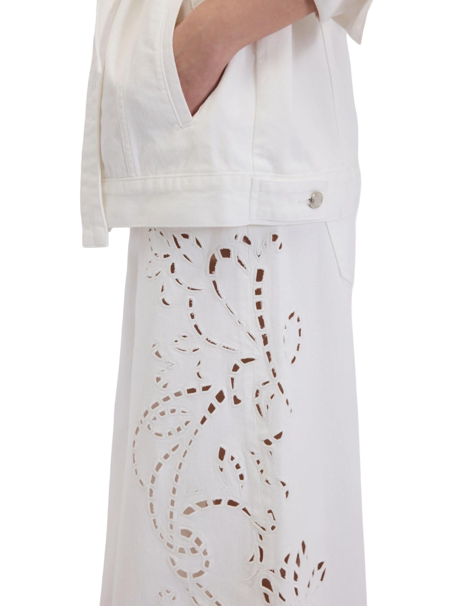 Ermanno Firenze Pantalone ampio con ricami San Gallo