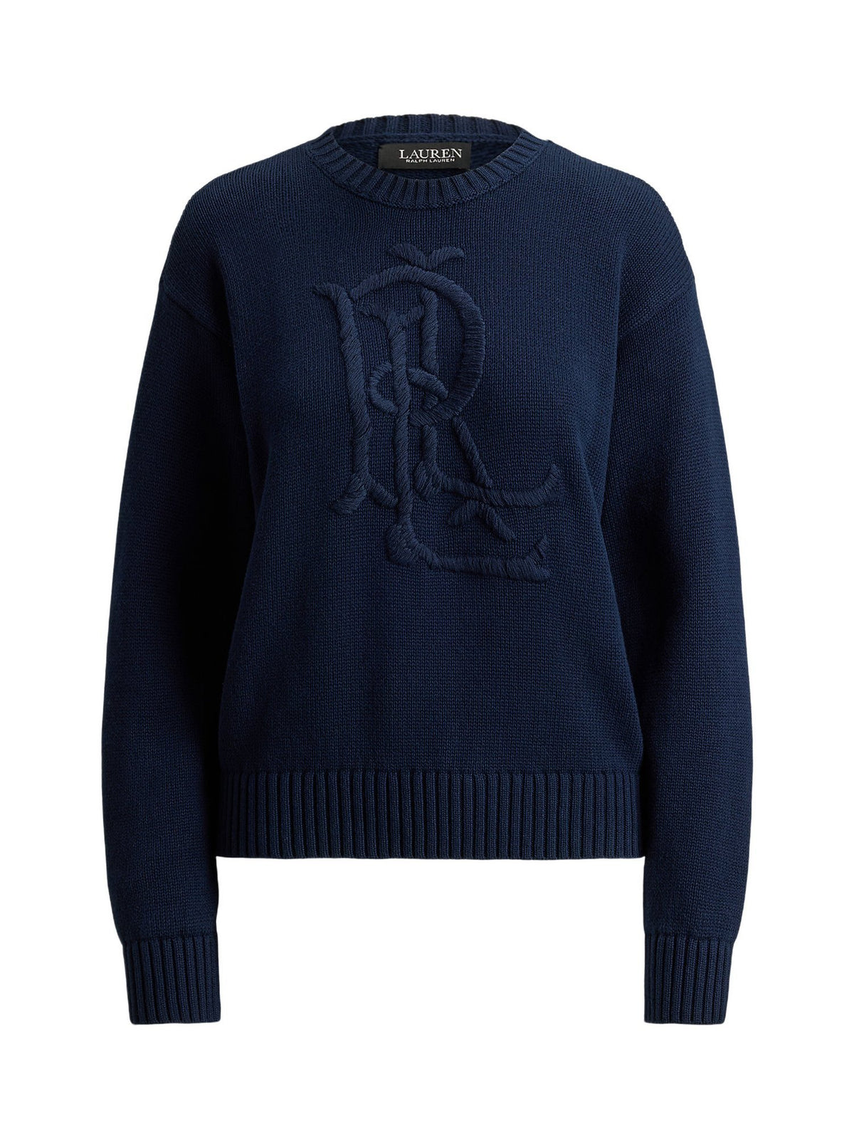 Maglione in cotone pettinato con logo ricamato