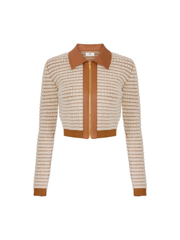Elisabetta Franchi Cardigan in ciniglia ed ecopelle