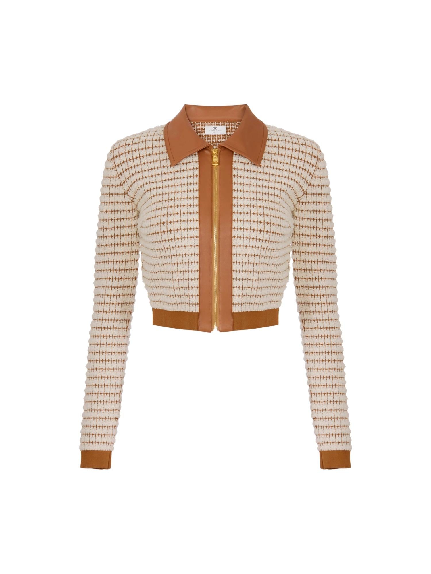 Elisabetta Franchi Cardigan in ciniglia ed ecopelle