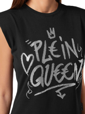 Philipp Plein T-shirt smanicata Sexy Pure in cristalli