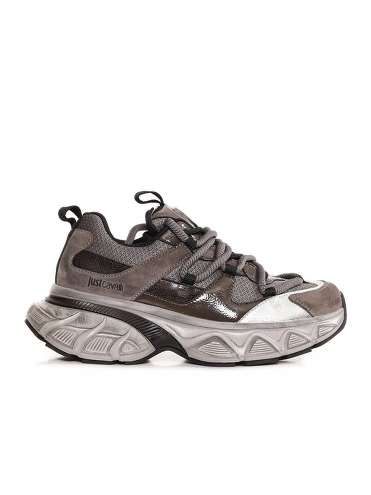 Sneaker con Suola Alta e Inserti Metallizzati