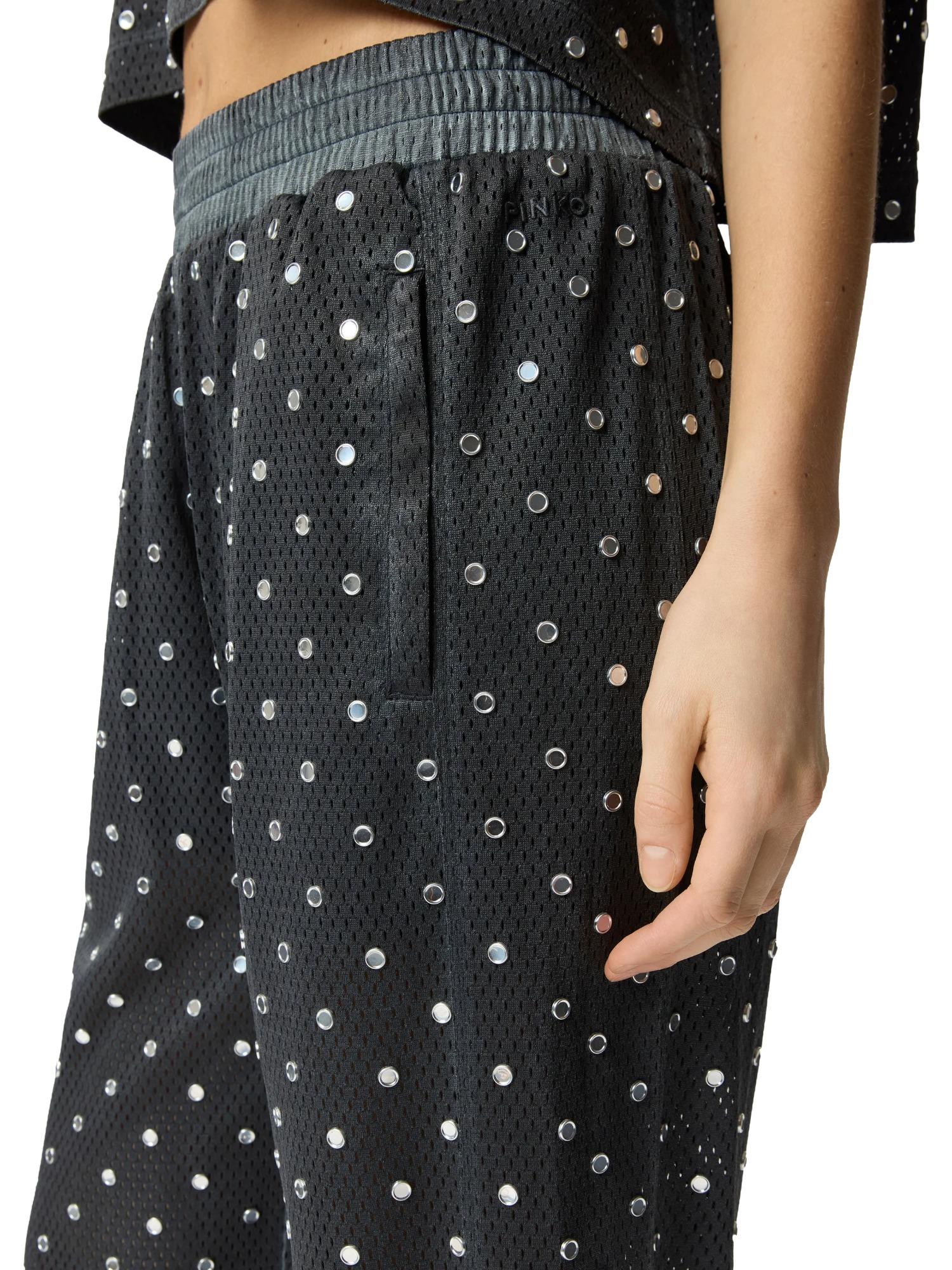Pinko Pantalon en résille à petits miroirs Bastelli