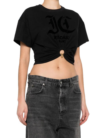 Just Cavalli T-shirt crop con accessorio